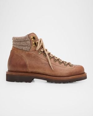 Brunello Cucinelli Apos;S Leather Lug-Sole Ankle Boots - Brown