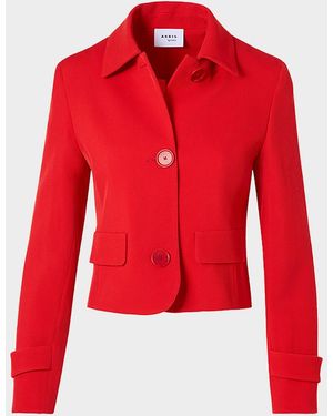 Akris Punto Single-Breasted Wool Tricotine Boxy Jacket - Red