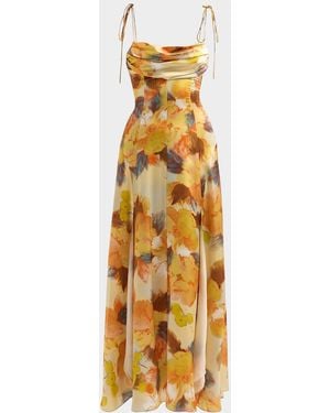 Cinq À Sept Betty Watercolor Floral Maxi Dress - Metallic