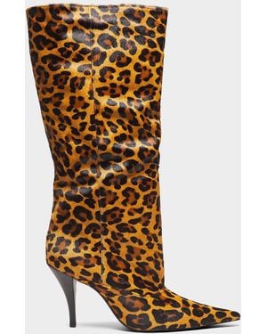 SCHUTZ SHOES 90Mm Rudy Leopard-Printed Calf Hair Knee-High Boots - Brown