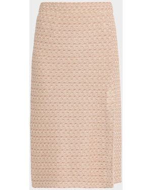 Misook Tonal Tweed Straight Knit Skirt - Natural