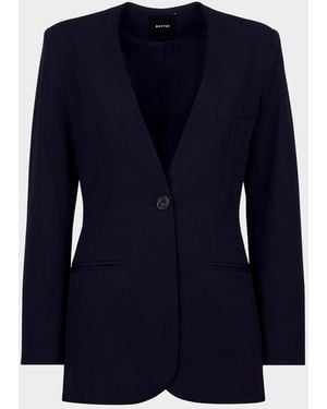 Smythe Collarless Single-Button Blazer - Blue