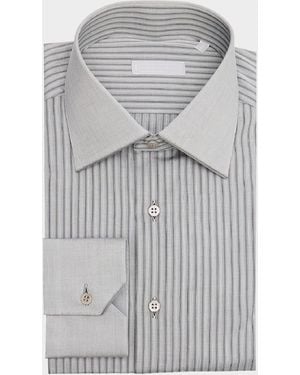 Stefano Ricci Cotton Tonal Stripe Dress Shirt - Gray