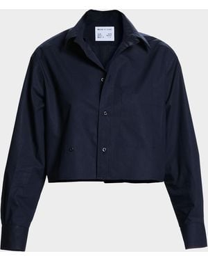 CISSA The Shorty Asymmetric Button-Front Shirt - Blue