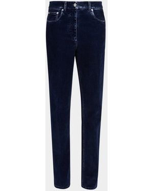 Ferragamo Flocked Velvet Straight-Leg Jeans - Blue