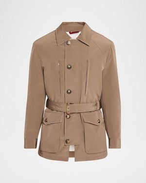 Brunello Cucinelli Apos;S Water-Resistant Padded Safari Jacket With Self-Belt - Natural