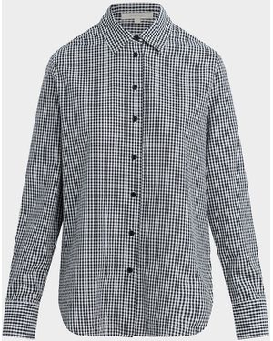 FAVORITE DAUGHTER Gingham Cotton Boyfriend Shirt - Gray