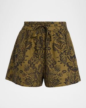 Ulla Johnson Rowan Belted Cotton Shorts - Green