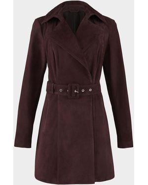 Gorski Metis Suede Belted Trench Coat - Purple