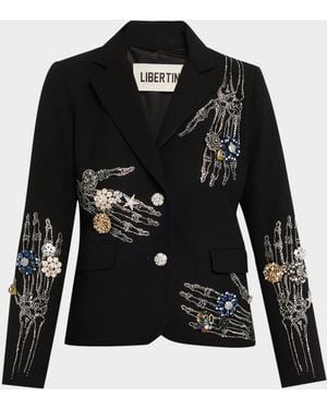 Libertine Buried Treasure Embellished Single-Breasted Short Blazer - Black