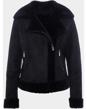 Gorski Merino Shearling Moto Jacket - Blue