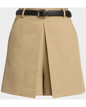 Self-Portrait Gaberdine Belted Skort - Natural