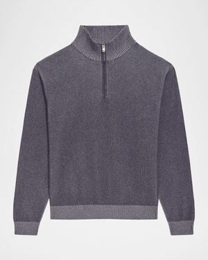 Theory Rib-Knit Quarter-Zip Sweater - Gray