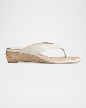 Rag & Bone Jo Jute And Leather Thong Wedge Sandals - White