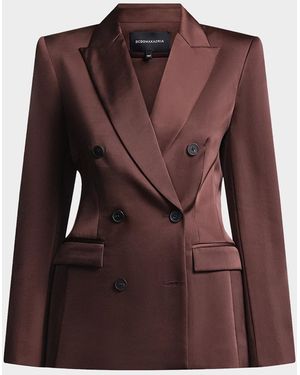 BCBGMAXAZRIA Sydney Double-Breasted Charmeuse Blazer - Brown