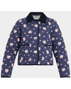 LoveShackFancy Norinda Floral Quilted Jacket - Blue