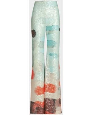 Silvia Tcherassi Dalal Sequined Wide-Leg Pants - Blue