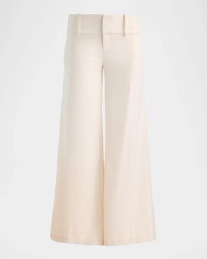 Alice + Olivia Olivia Low-Rise Herringbone Wide-Leg Pants - Natural