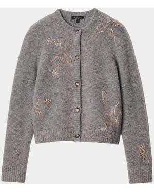 Rag & Bone Iris Beaded Wool-Blend Cardigan - Gray