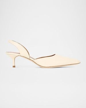 STAUD Sebastian 40Mm Leather Slingback Pumps - Natural
