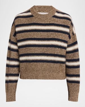Brunello Cucinelli Cashmere-Mohair Striped Sweater - Gray