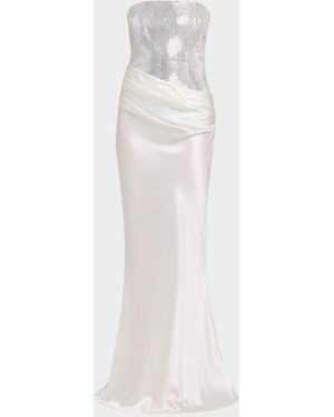 retroféte Alexandra Strapless Sequin Draped Dress - White