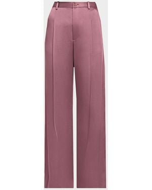 LAPOINTE Pleated Satin Wide-Leg Pants - Purple