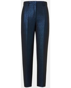 Akris Punto Feryn Metallic Cotton-Blend Straight-Leg Crop Pants - Blue