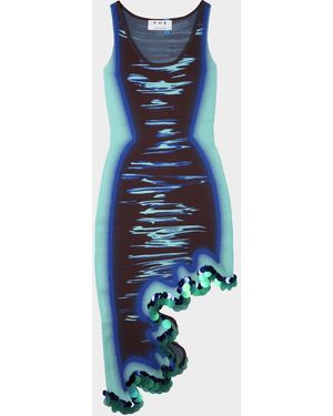 Ph5 Robin Wavy High-Low Reversible Midi Dress - Blue