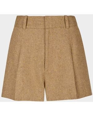 Smythe Mid-Rise Pleated Shorts - Natural