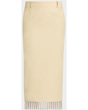 The Attico Layered Midi Skirt - Natural