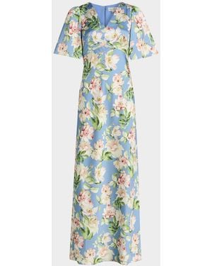 Sachin & Babi Sabette Floral-Print Satin Maxi Dress - Blue