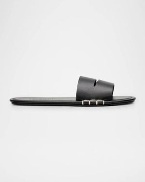 JW Anderson Loafer Leather Flat Slide Sandals - Black