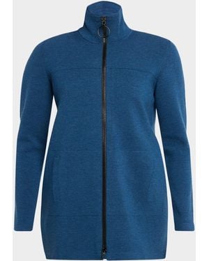 Akris Punto Milano Knit Stand-Collar Cardigan - Blue