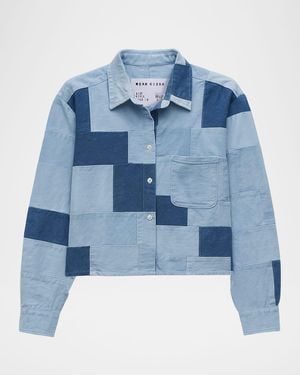 CISSA The Belle Patchwork Button-Front Shirt - Blue