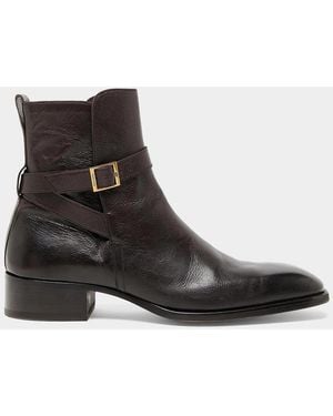 Tom Ford Apos;S Hainaut Grained Leather Buckle Boots - Black