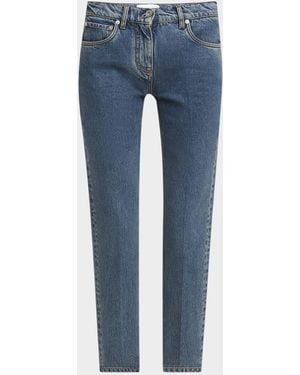 Ferragamo Laser Stone Washed Slim-Leg Ankle Jeans - Blue