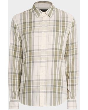 Vince Dunluce Plaid Long-Sleeve Button-Down Shirt - White
