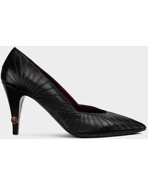 Versace 90Mm Gianni Textured Leather Pumps - Black