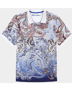 Robert Graham Oslo Paisley Knit Polo Shirt - Blue