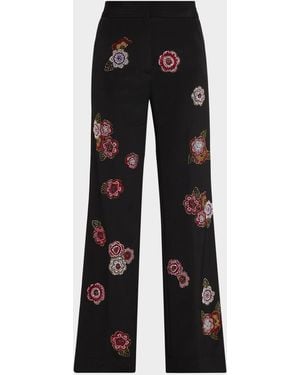 Libertine Colette Embellished Wide-Leg Silk Pants - Black