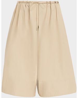 Brandon Maxwell Sutton Drawstring Wide-Leg Bermuda Shorts - Natural
