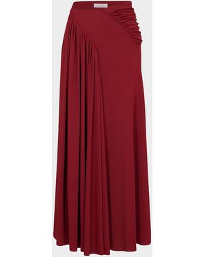 Rabanne Side Ruched Maxi Skirt - Red