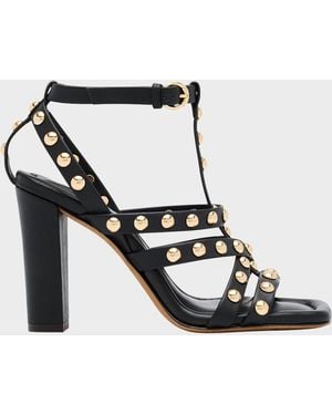 Ulla Johnson Bijou Studded Caged Block-Heel Sandals - Black