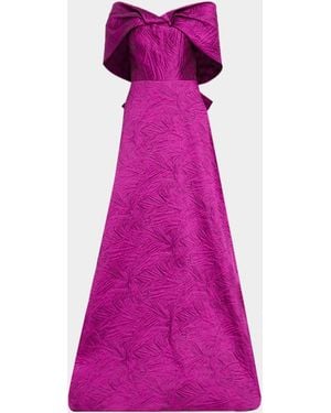 Teri Jon Jacquard Knot Gown - Purple