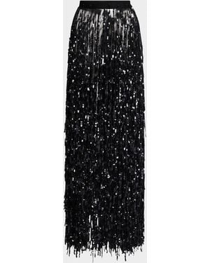LAPOINTE Sequin Fringed Maxi Pencil Skirt - Black