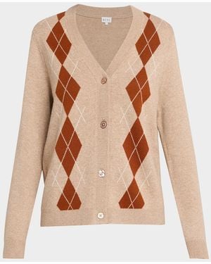 Kule Argyle V-Neck Cardigan - Natural