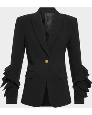 Ramy Brook Leah Single-Breasted Ruffle Blazer - Black