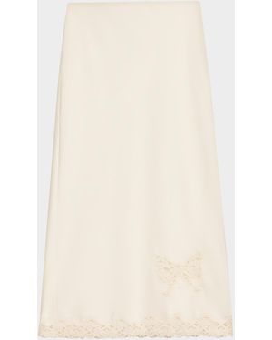 LoveShackFancy Avelaine Satin Midi Skirt - Natural