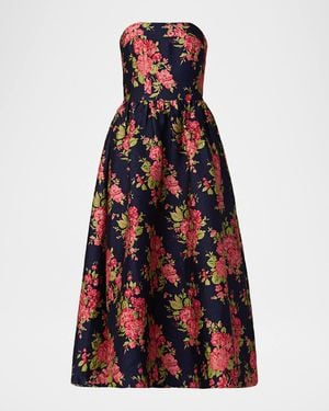 Shoshanna Strapless Floral Applique Maxi Dress in Natural | Lyst